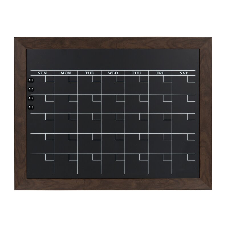 Union Rustic Framed Monthly Calendar Wall Mounted Chalkboard