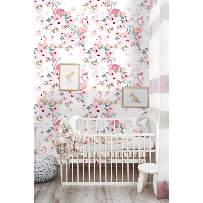 Bay Isle Home Wilkes Removable Flamigos Peony Nursery 8 33 L X 25 Wilkes Removable Flamigos Peony Nursery 8 33 L X 25 W And Stick Wallpaper