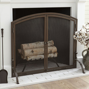 Fireplace Screens Doors You Ll Love Wayfair Chambers Single Panel Steel Fireplace Screen