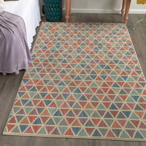 Paulette Aqua/Coral Area Rug