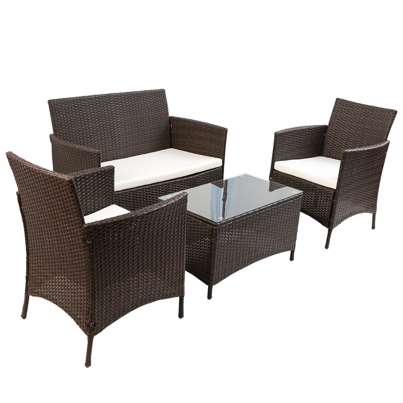 Laisha 4 Piece Rattan Sofa Seating Group With Cushions
