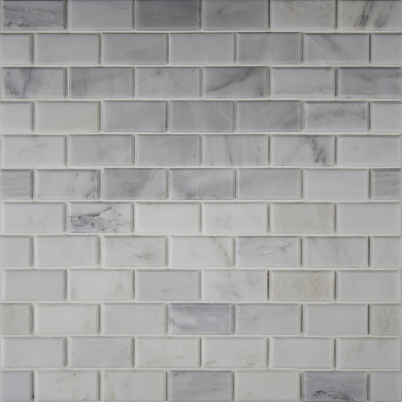 Msi Arabeo Carrara Greecian Mounted 2 X 4 Marble Mosaic Tile Arabeo Carrara Greecian Mounted 2 X 4 Marble Mosaic Tile In White