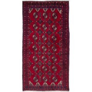 One-of-a-Kind Finest Baluch Wool Hand-Knotted Red Area Rug