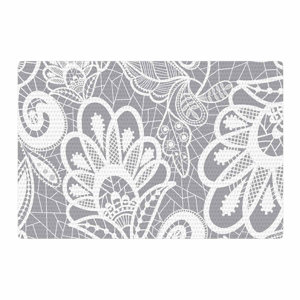 Petit Griffin Lace Flower Gray/White Area Rug