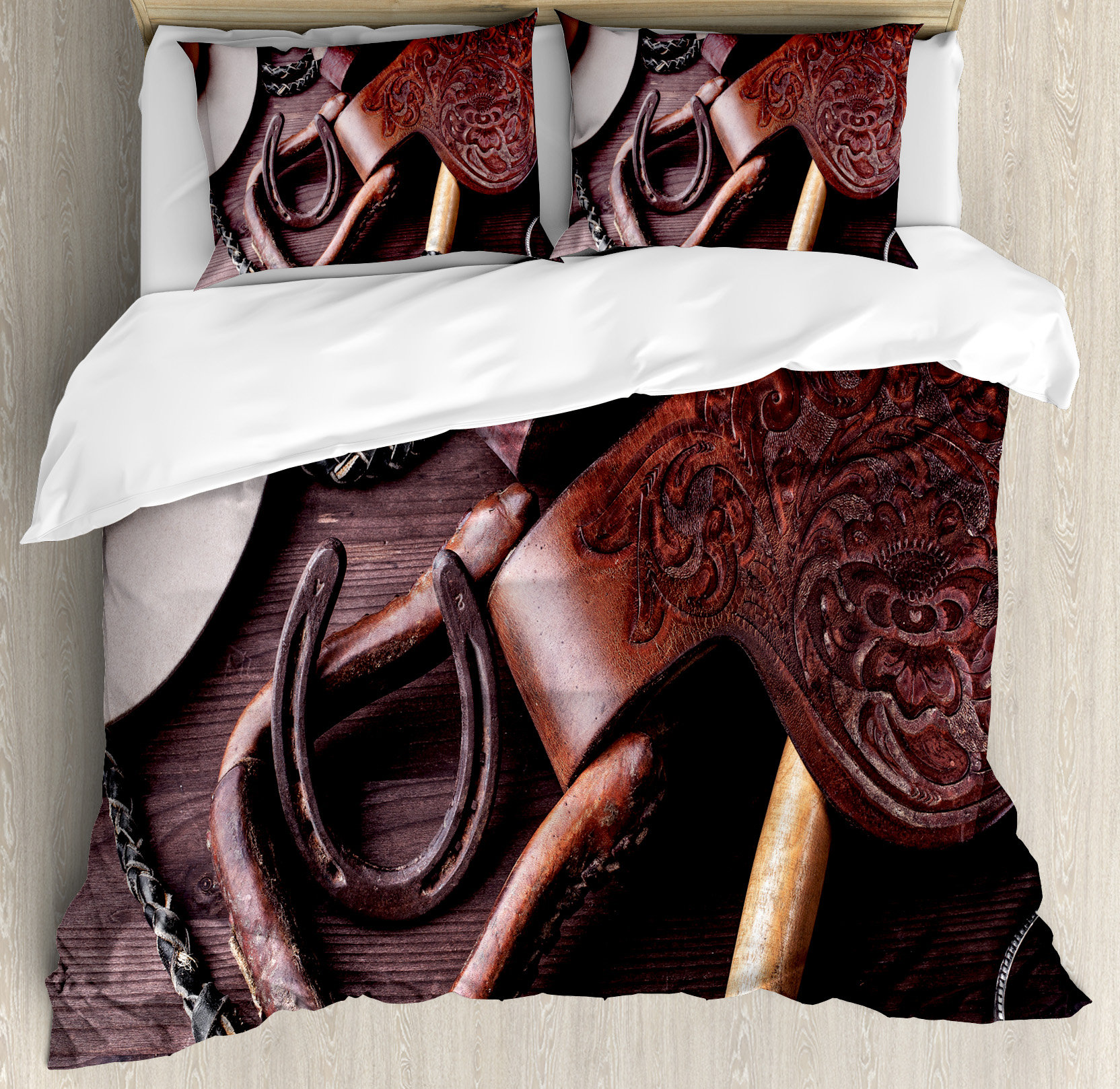 Ambesonne Western Clothes And Accessories For Horse Riding With Ambesonne Western Clothes And Accessories For Horse Riding With Kitsch Details Rural Sports Themed Duvet Cover Set Wayfair