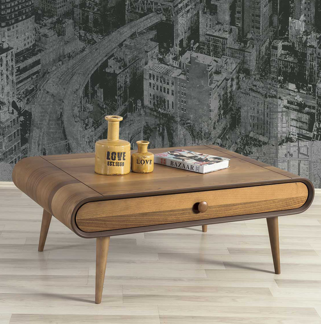 George Oliver Edgington Solid Walnut Wood Coffee Table Wayfair