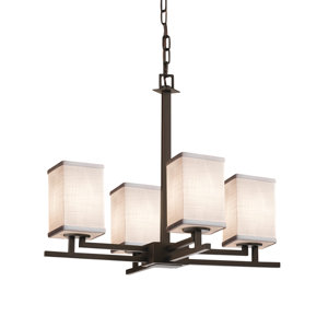 Textile Aero 4 Light Square w/ Flat Rim Chandelier