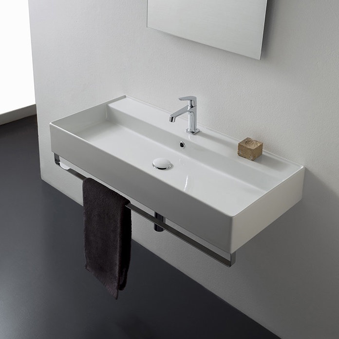 Scarabeo By Nameeks Teorema Ceramic 48 Wall Mount Bathroom Sink Teorema Ceramic 48 Wall Mount Bathroom Sink With Overflow