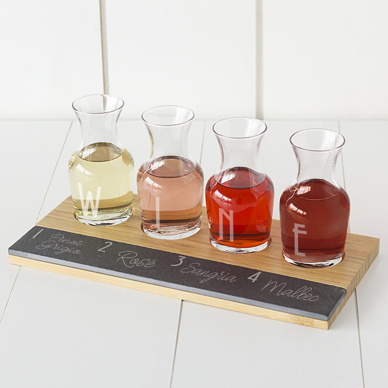 Cathys Concepts 6 Piece Personalized Bamboo and Slate Wine Tasting