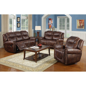 Marsh Island 3 Piece Leather Living Room Set by Red Barrel Studio