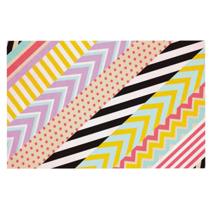 Louise Machado 'Diagonal Tape' Multicolor and Geometric Doormat