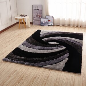 Kleiber Shaggy 3D Gray/Black/White Area Rug