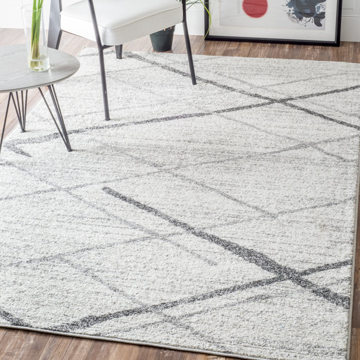 Mercury Row Azha Broken Lattice White Light Grey Area Rug Azha Broken Lattice White Light Grey Area Rug