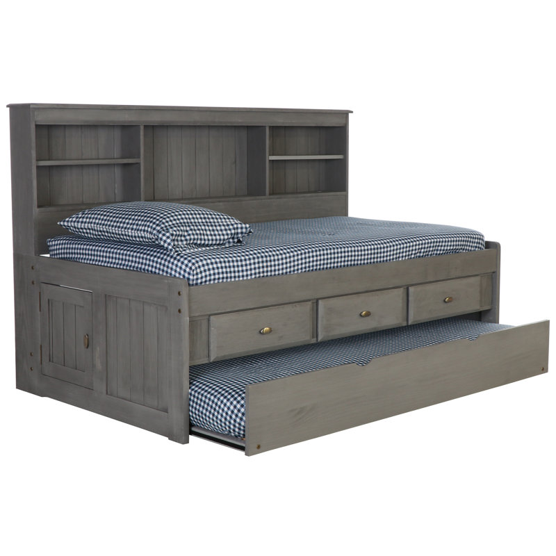 Harriet Bee Gilbertson Charcoal Bookcase Daybed With 3 Drawers And