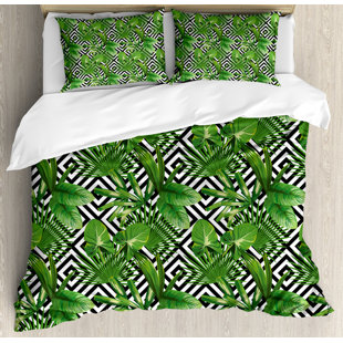Banana Leaf Bedding Wayfair Banana Leaf Coconut Palm Tree On Modern Abstract Backdrop Rainforest Design Duvet Cover Set