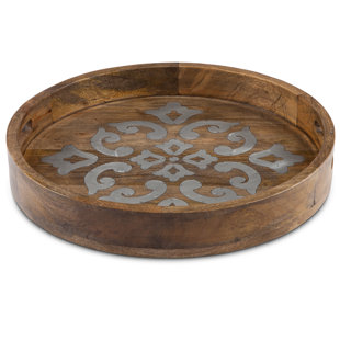 Round Wood Serving Trays You Ll Love Wayfair Mango Wood Round Heritage Tray