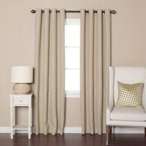 Shimmery Basketweave Solid Blackout Grommet Curtain Panels (Set of 2)