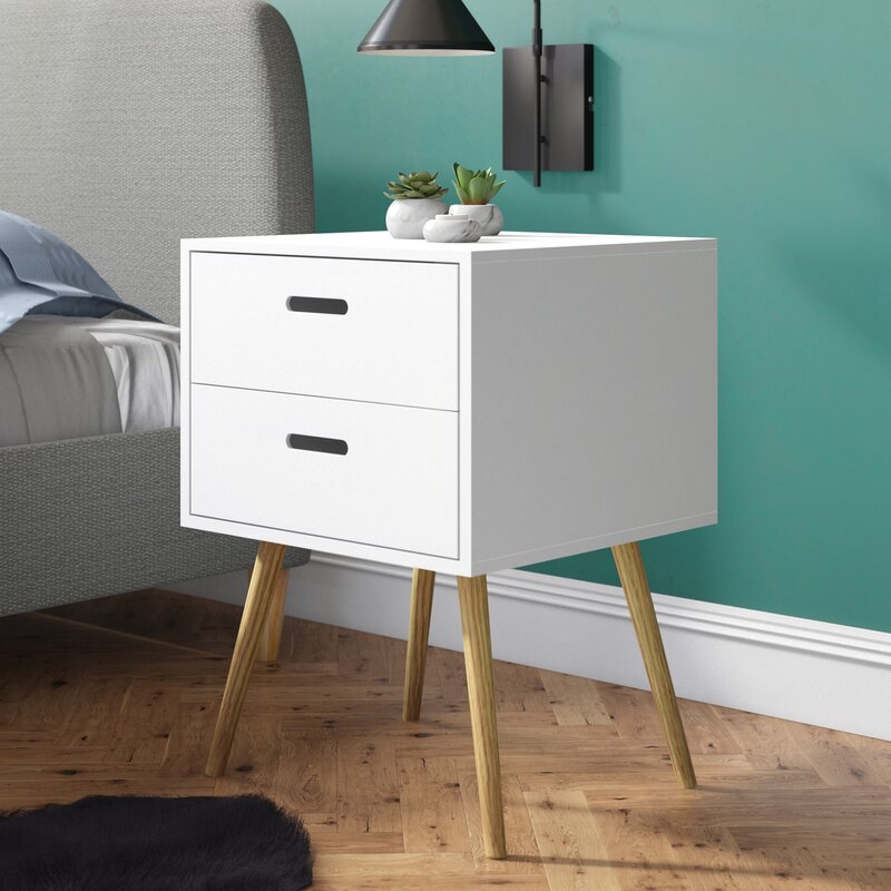 Norden Home Simona 2 Drawer Bedside Table & Reviews | Wayfair.co.uk