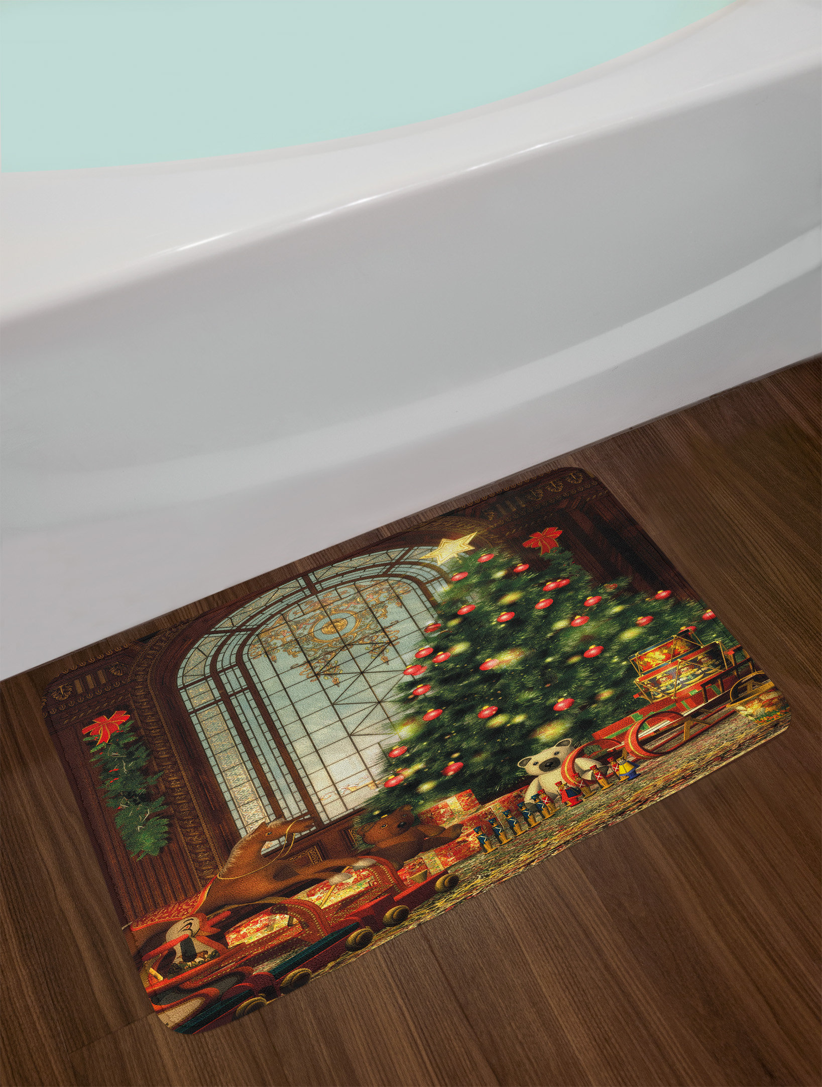 East Urban Home Magical Brown Red Green Christmas Bath Rug Wayfair