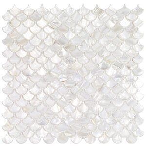 Pacif Random Sized Glass Pearl Shell Mosaic Tile in Polished White/Pearl