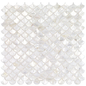 Pacif Random Sized Glass Pearl Shell Mosaic Tile in Polished White/Pearl
