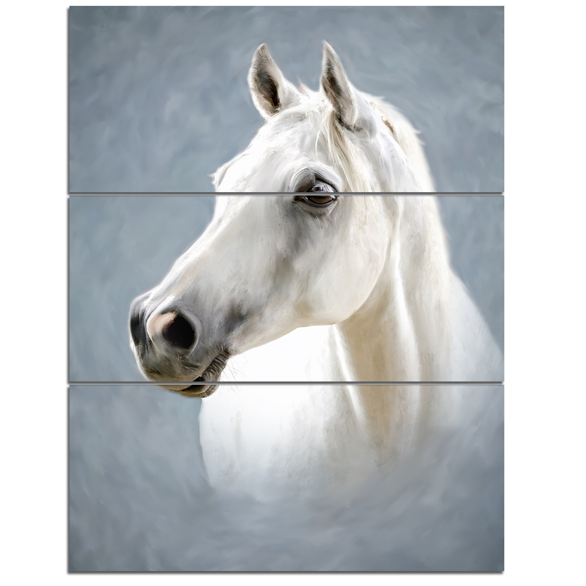Designart A White Horse Alone 3 Piece Wall Art On Wred Canvas Designart A White Horse Alone 3 Piece Wall Art On Wred Canvas Set Wayfair