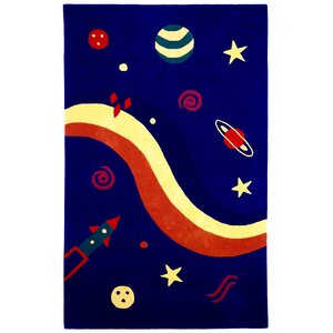 Playful Space Explorer Navy Area Rug