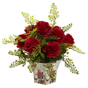 Rose and Maiden Hair in Floral Planter