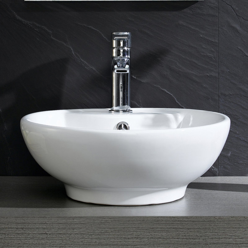 Fine Fixtures Modern Ceramic Circular Vessel Bathroom Sink with