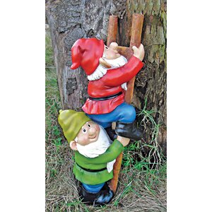 Up The Ladder Climbing Garden Gnome Statue