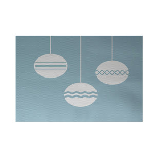 Geo-Bulbs Decorative Holiday Print Light Blue Indoor/Outdoor Area Rug