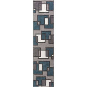 Scheel Squares Blue Area Rug