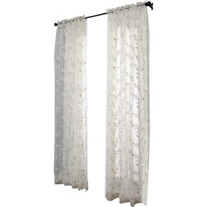 Alois Nature/Floral Sheer Rod Pocket Single Curtain Panel
