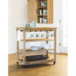 Kien Wooden Rolling Bar Cart by Gracie..