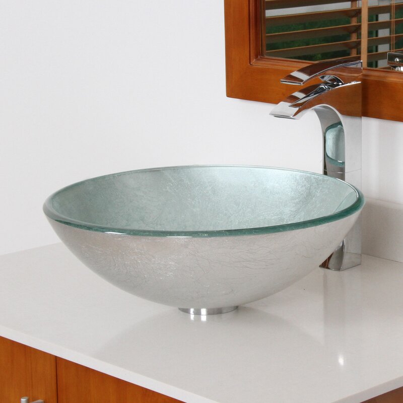 Elite Hand Painted Glass Circular Vessel Bathroom Sink & Reviews | Wayfair