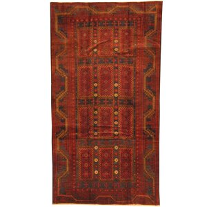 Balouchi Hand-Knotted Red/Navy Area Rug