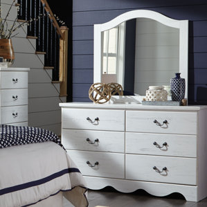 Cierra 6 Drawer Double Dresser with Mirror by Beachcrest Home