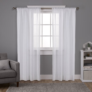 Derwin Striped Sheer Rod Pocket Curtain Panels (Set of 2)