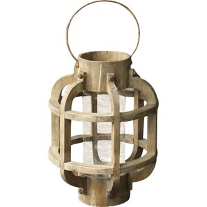 Simply Natural Wood with Glass Lantern