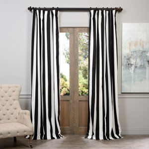 Cabana Stripe Printed Cotton Rod Pocket Single Curtain Panel