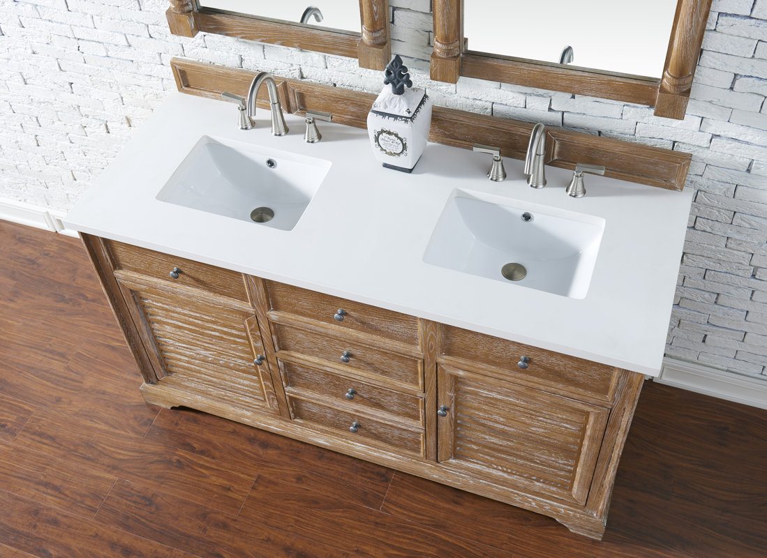 Darby Home Co Belfield 60" Double Driftwood Bathroom Vanity Set