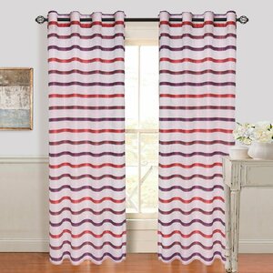 Arla Striped Semi-Sheer Grommet Single Curtain Panel