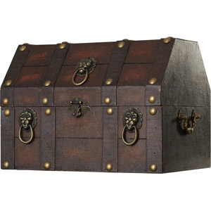 Antique Pirate Treasure Chest with Lion Rings