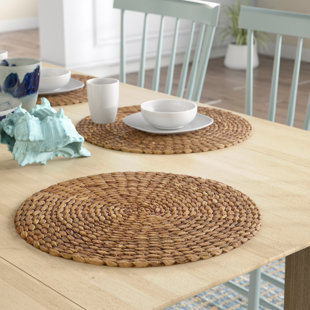 Find Placemats For Your Kitchen Wayfair Radburn Round Water Hyacinth Placemat Set Of 6