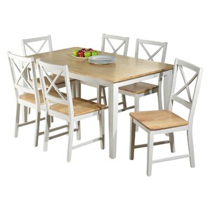 7 piece two-toned casual cottage dining room set white russet