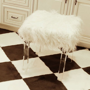 White Faux Fur Ottoman Wayfair Quickview