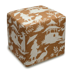 Chinoiserie Upholstered Cube Ottoman by 123 Creations