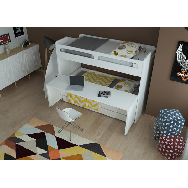 Gautreau Twin Futon Bunk Bed With Table And Trundle