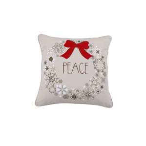 Peace Wreath Holiday Pillow Protector by Affluence Home Fashions