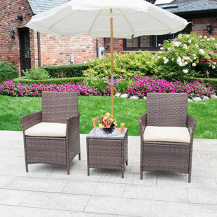 Front Porch Furniture Sets Wayfair Jagger 3 Piece Patio Rattan Conversation Set